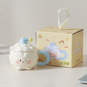 Tazza in Ceramica a Forma <span class=keywords><strong>di</strong></span> Pecora Kawaii da 350ml con Coperchio e Cucchiaio, Confezione Regalo Ideale per Ragazze, Set Regalo <span class=keywords><strong>di</strong></span> <span class=keywords><strong>Compleanno</strong></span> - Product Image 6