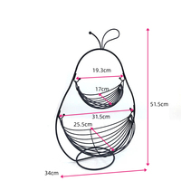 Nouveau design Panier à fruits en fer suspendu à 2 niveaux en forme de poire pour le rangement du pain sur table ou en garde-manger