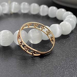Anillo de Oro Rosa de 18K Xinfly con Diseño de Flor, Corte Asscher Clásico, Anillo Hueco para Mujer, para Boda, Compromiso o Regalo - Product Image 4