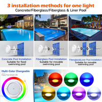 Lumière de piscine à film AC 12V, multicolore, remplie de résine ABS, étanche IP68, éclairage LED RGB sous-marin, télécommande à intensité variable