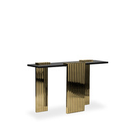 Furnitur rumah mewah meja lorong baja tahan karat gaya modern terlaris desain ruang tamu meja konsol atas marmer hitam