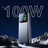 Batterie externe 20000mAh, charge rapide 100W, chargeur portable pour smartphones, montres intelligentes et ordinateurs portables avec écran LED, câble rétractable