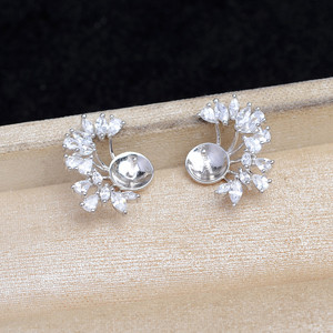 Wenchi S925 Argent Accessoires d'oreille DIY pour bijoux en perles, Support de perles 8-12mm, Boucle d'oreille vide 15673, Taille de perle 3mm - Product Image 3