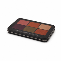 Palette de voyage rectangulaire personnalisée 6 couleurs pour fards à paupières et blush, boîte vide en fer blanc recyclable pour poudre libre et cosmétiques gaufrés