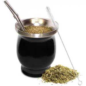 Taza de Mate con Aislamiento al Vacío de Doble Pared de Acero Inoxidable, Yerba Mate 18/8, Argentina, 8oz, Nueva