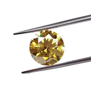 Loose Moissanite Diamonds VVS Round Cut Yellow Color Colored Moissanite Stone