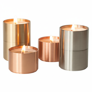 ชุดโหลเทียนโลหะตกแต่ง4สีสำหรับบ้านและคริสต์มาส - Product Image 1