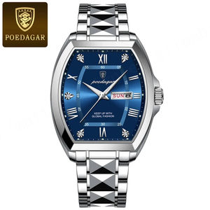 2025 nouveau POEDAGAR 958 montres de luxe en acier inoxydable pour homme lumineux étanche hommes montre Tonneau étui hommes horloge à Quartz Reloj - Product Image 6