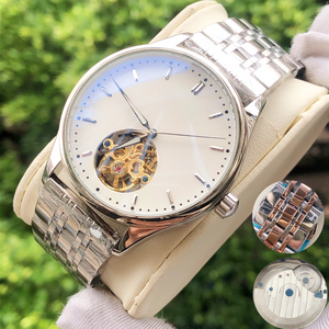 Montre à quartz rétro de luxe pour homme Pintime, boîtier en acier, bracelet en cuir avec diamants, design de baril de yacht décontracté, affichage du cadran à aiguilles - Product Image 4