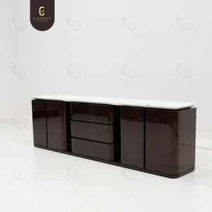 Meuble TV moderne et personnalisé de luxe Ensemble de support TV Table <span class=keywords><strong>en</strong></span> marbre Basses Mobilier de salon <span class=keywords><strong>Console</strong></span> TV <span class=keywords><strong>en</strong></span> <span class=keywords><strong>bois</strong></span> de noyer avec rangement - Product Image 4