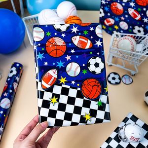 Baseball <b>Wrapping</b> <b>Paper</b> Roll 23.4 Square Feet Reversible Sports Design For Boys Birthday Gift Wrap Craft Use - Product Image 4