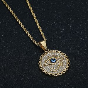 Collar con Colgante Ojo de Horus y Diamantes de Imitación Azules de Acero Inoxidable, Joyería de Moda Unisex, Regalo - Product Image 4