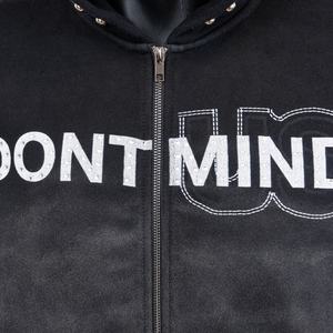 Sweat à capuche zippé TOPSHOW en métal avec rivets, logo brodé personnalisé en strass, tissu en molleton français, lavage à l'acide, délavé au soleil, sweat à capuche zippé personnalisé - Product Image 3