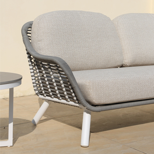 OSMEN PUGLIA Canapé de jardin en rotin plastique au design classique, deux places, structure en aluminium, pour extérieur, parc, hôtel - Product Image 3