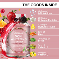 Gummies éclaircissantes pour la peau L-Glutathion & Collagène & Biotine Anti-âge Antioxydant Peau hydratée et éclatante pour estomper les taches