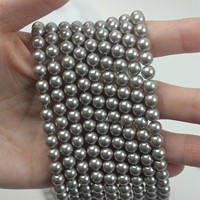 Manik-manik Mutiara Cangkang Berlapis Elektro Warna Abu-abu Muda Untaian Mutiara Cangkang 2-14mm untuk Pembuatan Perhiasan Kalung Gelang DIY Grosir
