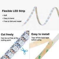 Bande lumineuse LED intelligente à pixels WS2812B ODM/OEM DC5V 144 LED/m, bande lumineuse LED RGB adressable WS2812 avec PCB de 7,5 mm, 10 mm, 12 mm