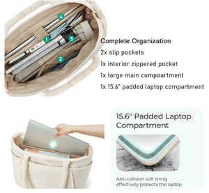 Sac fourre-tout léger et rembourré pour voyage, capacité ultra-large pour ordinateur portable 15,6 pouces, avec fermeture éclair étanche, sac personnalisé pour étudiant - Product Image 3