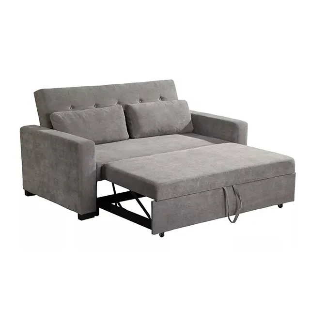 Sofá de cama moderno extensível, sofá de cama pequena e confortável com 2 travesseiros