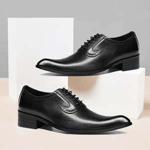 Zapatos de Vestir de Tacón Alto con Punta Puntiaguda de Cuero Genuino de Alta Calidad y Estilo Moderno, Zapatos de Novio para Boda, Calzado Masculino de Moda - Product Image 2