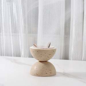 Quemador de Incienso Aromático de Piedra Natural de Travertino, Esfera de Mármol, Estilo Árabe, para Yoga, Ramadán - Product Image 4