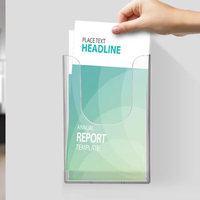Porte-brochures mural en acrylique transparent de haute qualité avec trou de serrure, support de présentation de dépliants à poche unique pour bureau et exposition