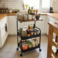 Table d'appoint roulante avec roulettes, étagère de rangement multi-niveaux, chariot de rangement mobile moderne et écologique pour salon et chambre à coucher
