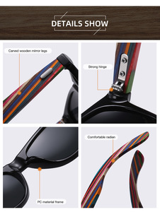 Trẻ em bằng gỗ Kính mát phân cực UV bảo vệ không thể phá vỡ phân cực trẻ em Kính mát Kính mát số lượng lớn trẻ em - Product Image 6