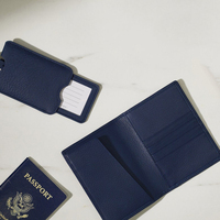 Dompet Paspor Kulit Asli Mewah Ultra Tipis dengan Set Label Bagasi, Organizer Dokumen Perjalanan