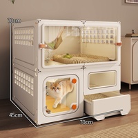 Cage pour chat d'intérieur avec toit, porte transparente, tiroir, bac à litière, maison modulaire pour petits chats, fournitures pour animaux de compagnie en gros