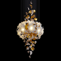 Lustre ovale de grande taille pour décoration artistique, en verre, LED, hauteur réglable, pour villa, hôtel, restaurant, éclairage de plafond MD92488