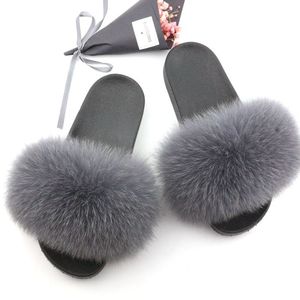Pantoufles de renard véritable, livraison gratuite, mules en <span class=keywords><strong>fourrure</strong></span> véritable, sandales pour femmes, claquettes - Product Image 5
