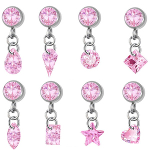 RuiqianジュエリーかわいいピンクリップリングアクセサリーG23チタン合金ジルコンペンダントパーツDIYファッショナブルなピアスジュエリー - Product Image 1