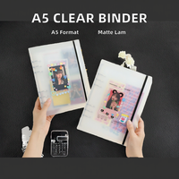Reliure transparente A5 en PVC givré, album photo transparent pour étudiants, carnet de cartes, livre à feuilles mobiles, fournitures de rangement de documents de bureau