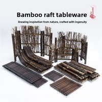 Decoración Japonesa Coreana para Sushi y Sashimi, Escalera de Bambú, Tiras de Cerca, Tablón, Biombo, Estilo Antiguo, Retro, Hecho a Mano, Patrón Vegetal, Plato