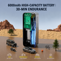 Compresseur d'air portable pour pneus 6000mAh, pompe électrique rechargeable 150PSI avec double affichage numérique LED