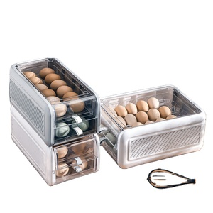 Kitchen Case double layer Drawer Type Storage Shelf Easy To Pick Up egg food storage boxes with lids refrigerator organizer bins