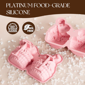 MUYULINS Factory Easter 2-Cavity Rabbit LFGB Platinum Grade Non-Stick Easy Release BPA-Free <b>Silicone</b> Mousse Cake Mold - Product Image 5