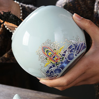 Pot de rangement en céramique de luxe, style rétro, avec couvercle, imprimé floral bleu et blanc, vase, pot à gingembre, cadeau d'affaires, décoration de centre de table