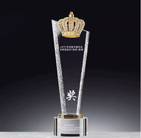 Trophée en cristal écologique personnalisé pour membre MVP, couronne en cristal coloré, médailles, plaques, technique de gravure sculptée, TV, cinéma