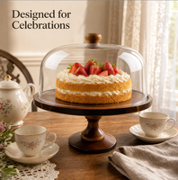 Support à gâteau moderne en bois d'acacia écologique et non toxique avec base ronde et piédestal en bois pour le thé de l'après-midi, les mariages, la pâtisserie et les cadeaux