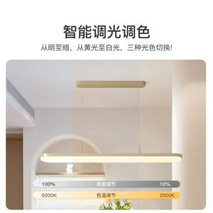 Lampada a sospensione in stile crema, moderna, semplice ed elegante. Nuova lampada a striscia lunga a spettro completo per la protezione degli occhi, ideale per la sala da pranzo - Product Image 3