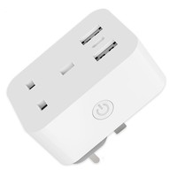 Prise intelligente avec télécommande Wi-Fi, 2 ports USB-A et 1 port USB-C, 13A, IP20, prise UK