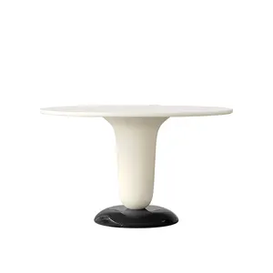 奥米西卡萨简约餐厅圆形天然大理石餐桌现代独特家居家具旋转餐桌椅