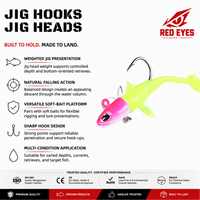 Échantillon Gratuit - Têtes Plombées en Acier Inoxydable Red Eyeds pour Appâts Souples, Pêche au Bar en Eau Douce et Salée, Matériel de Pêche Sans Skunk, Vente en Gros de Leurres