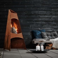 Poêle à bois en acier corten antirouille pour le camping en plein air, foyer métallique de 120 cm