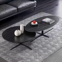 Mesas de Centro de Metal Negro Económicas, Mesa de Centro Moderna Alta y Baja, Mesa de Centro de Pizarra para Sala de Estar