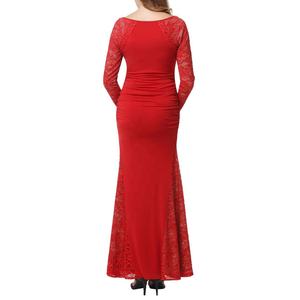 Vestido de noche maxi de maternidad de manga larga personalizado <span class=keywords><strong>para</strong></span> mujer vestido de baile elegante de encaje de ganchillo recortado ajustado <span class=keywords><strong>para</strong></span> mujeres <span class=keywords><strong>embarazadas</strong></span> - Product Image 4
