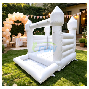 Château gonflable robuste blanc avec fosse à balles en bâche PVC <span class=keywords><strong>pour</strong></span> <span class=keywords><strong>location</strong></span> de fêtes en extérieur - Product Image 2