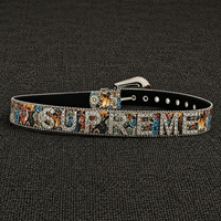 Ceinture Jiahao Designer Street Trend avec lettres, ceinture en cuir sport tendance ornée de strass, super ceintures pour hommes